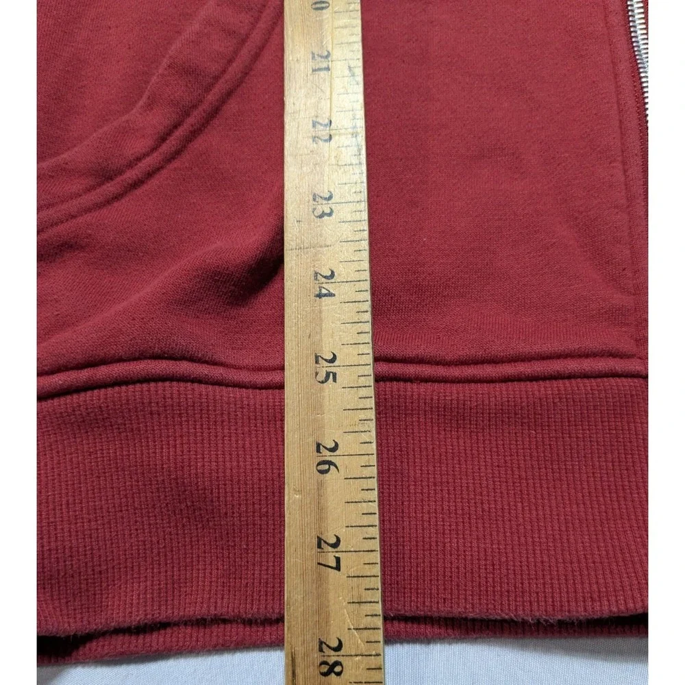 True Religion Buddha Hoodie - Men Large Burgundy Zip‎ Double-Sided